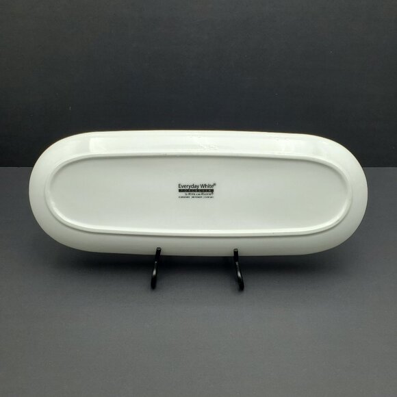 Fitz and Floyd Everyday White Porcelain Oblong Serving Tray Appetizer Plate - Picture 2 of 4
